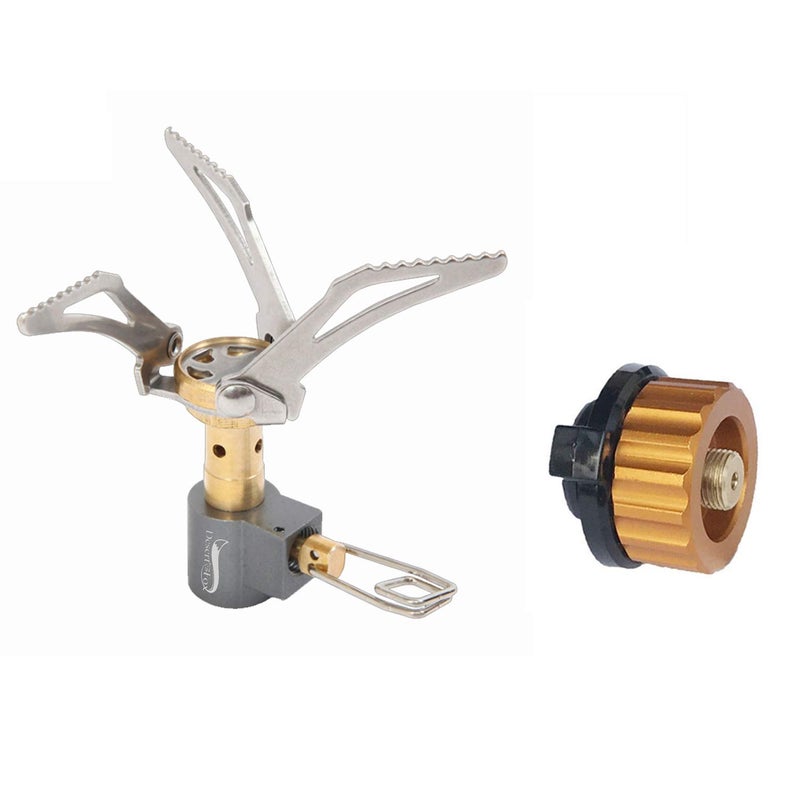 DESERT & FOX Ultralight Mini Camping Stove + Stove Adapter, Titanium Alloy Automatic Foldable Outdoor Cookware Tool for Picnic,Cookout,Camping,Hiking - Image 1